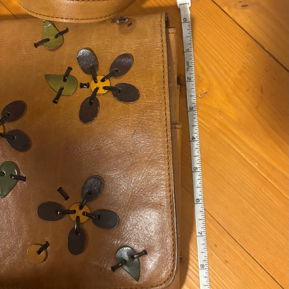 Patricia Nash Tan Leather Crossbody Bag with Floral Design - Picture 13 of 16